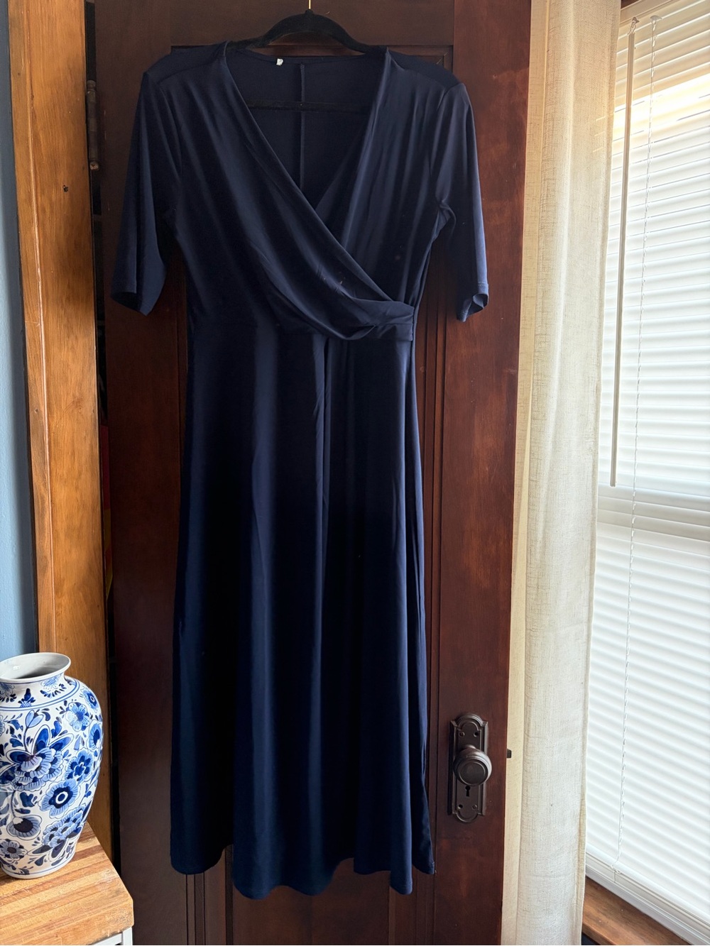 Classic Navy Wrap-Style Women's Dress